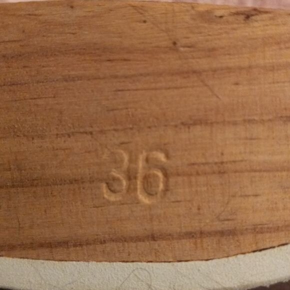 Hanna Andersson EU 36 US 5.5 Swedish Wooden Slide Sandals Blue Leather Vintage - Picture 6 of 8